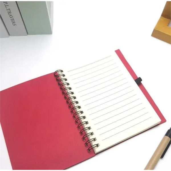 Spiral Notebook with Pen in Holder Sticky Notes Page Marker