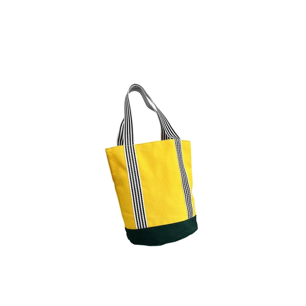 Canvas Shopping Tote Bag with Color Bottom