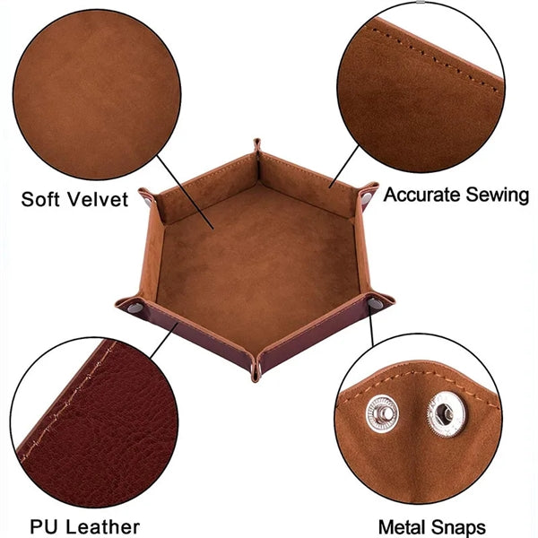 PU Leather Dice Folding Hexagon Tray