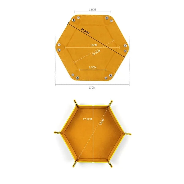 PU Leather Dice Folding Hexagon Tray