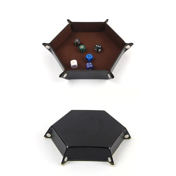 PU Leather Dice Folding Hexagon Tray