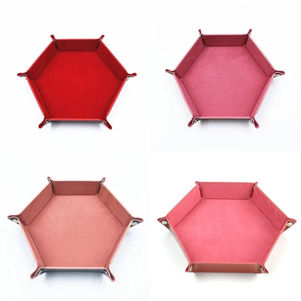PU Leather Dice Folding Hexagon Tray