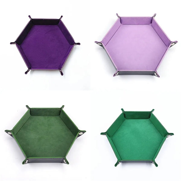 PU Leather Dice Folding Hexagon Tray
