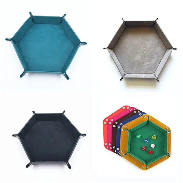PU Leather Dice Folding Hexagon Tray