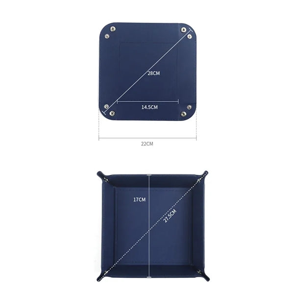 PU Leather Valet Tray with Snaps Up