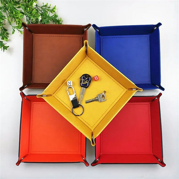 PU Leather Valet Tray with Snaps Up