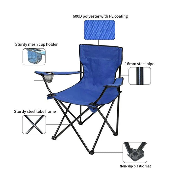 Foldable Camping Picnic Fish Beach Chair with Carrying Bag