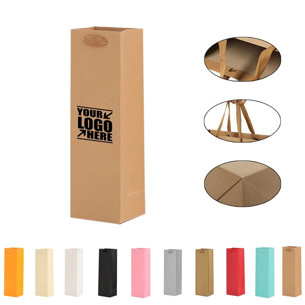 Kraft Paper 1-Bottle Wine Tote Bag