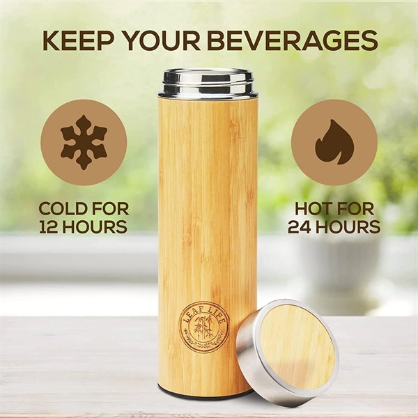 Premium Bamboo Thermos with Tea Infuser & Strainer 15oz