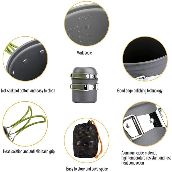 16 PCS Camping Cookware Set 2-3 Person