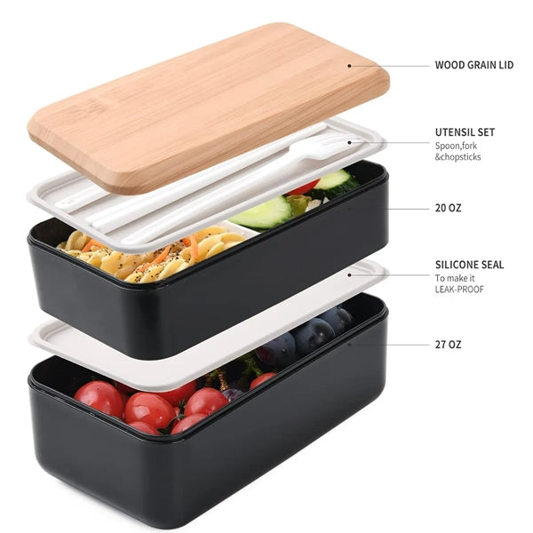 Bento Box Lunch Container Microwavable Food Storage Wood