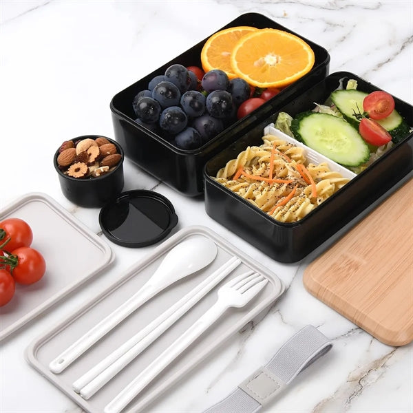 Bento Box Lunch Container Microwavable Food Storage Wood