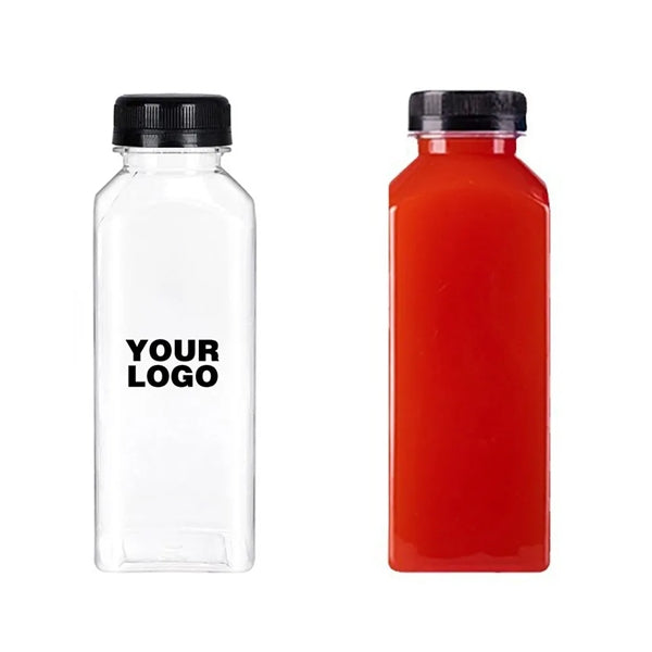12 oz Square Empty Clear Plastic Beverages Juice Bottle