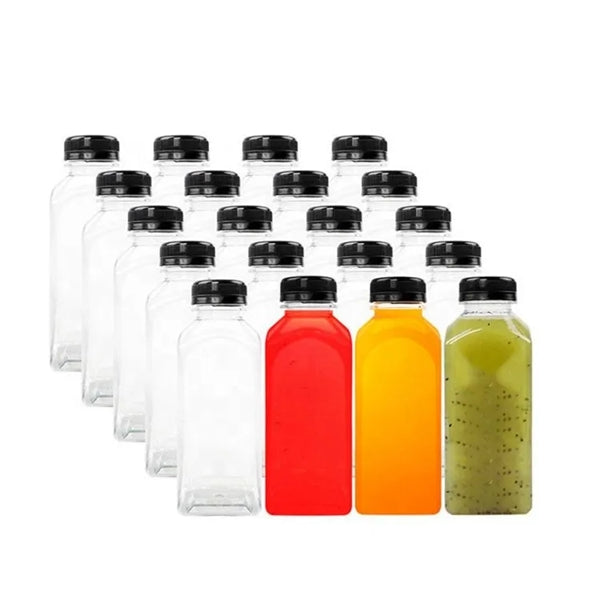 12 oz Square Empty Clear Plastic Beverages Juice Bottle