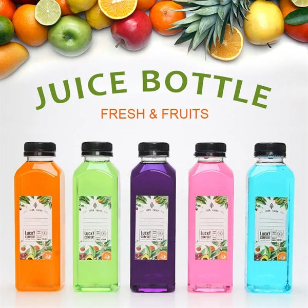 12 oz Square Empty Clear Plastic Beverages Juice Bottle