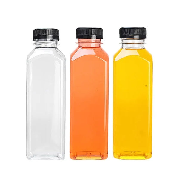 12 oz Square Empty Clear Plastic Beverages Juice Bottle