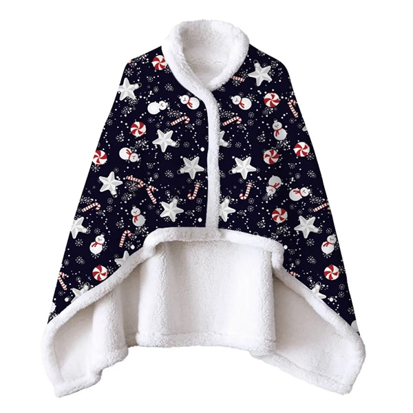 Full Color Winter Sherpa Fleece Wearable Blanket