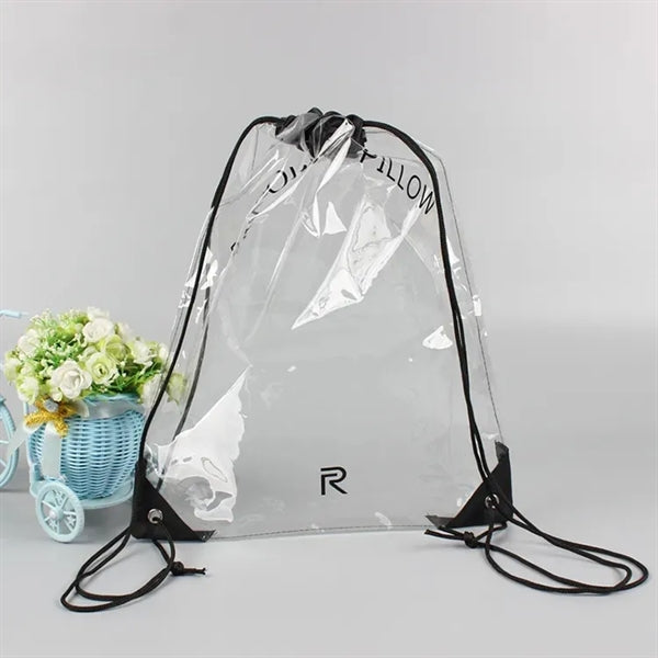 Clear Drawstring Backpack PVC Cinch Sack