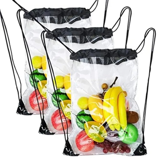 Clear Drawstring Backpack PVC Cinch Sack