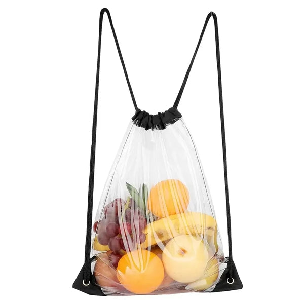 Clear Drawstring Backpack PVC Cinch Sack