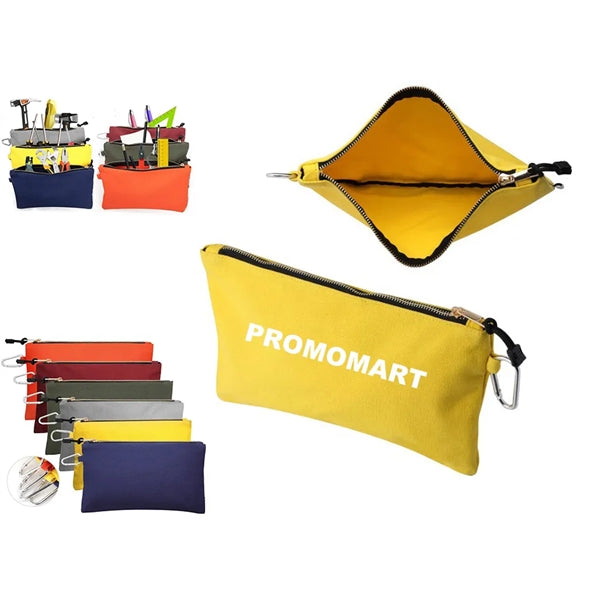 Canvas Tool Bag With Zipper And Carabiner