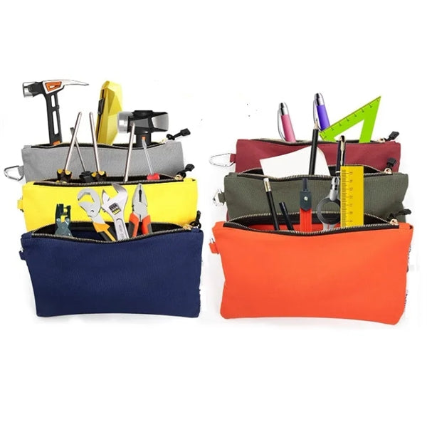 Canvas Tool Bag With Zipper And Carabiner