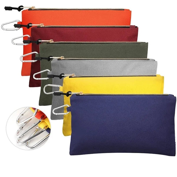 Canvas Tool Bag With Zipper And Carabiner