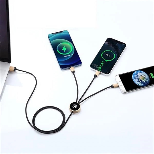 3 In 1 Bamboo Charging Cable