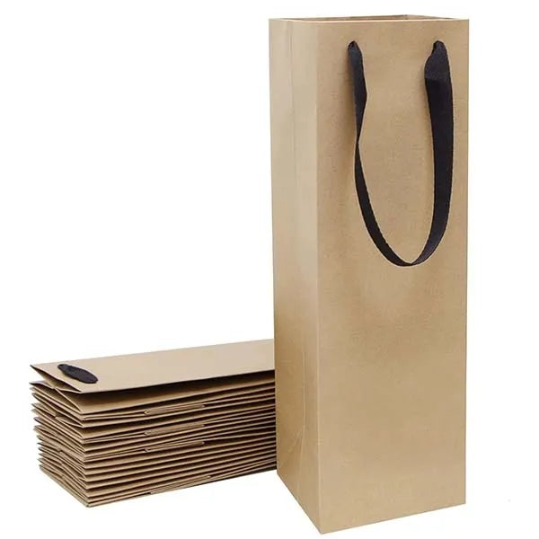 Kraft Paper Single Wine Bottle Gift Tote Bags