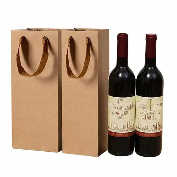 Kraft Paper Single Wine Bottle Gift Tote Bags
