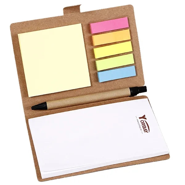 Kraft Notepad with Sticky Notes and Pen