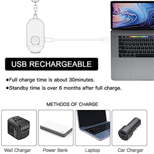 Rechargeable Security Alarm Keychain