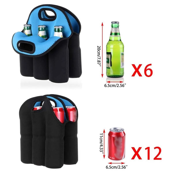 6 Bottles Insulated Neoprene Carrier Tote cooler Beer Bag