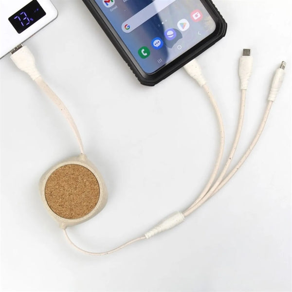 Retractable Wheat Straw Multi Charging Cable