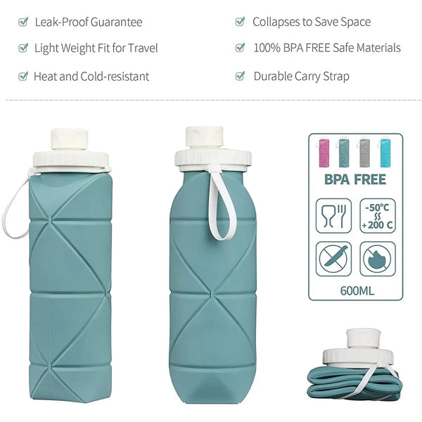 20oz Silicone portable Collapsible Bottles Foldable Cup
