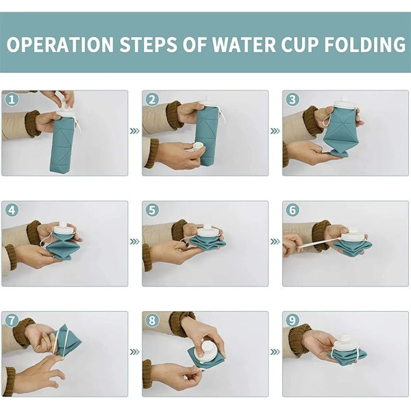 20oz Silicone portable Collapsible Bottles Foldable Cup