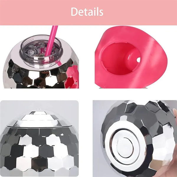 Disco Ball Cowboy Hat Cup With Straw