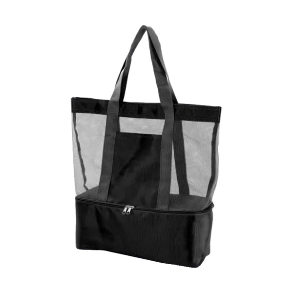 Mesh Beach Tote Bag with Bottom Insulated Cooler