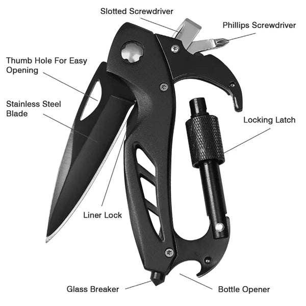 Multitool Folding Pocket Carabiner Knife