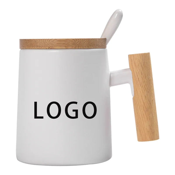 13.19 Oz. Ceramic Mug With Wooden Handle