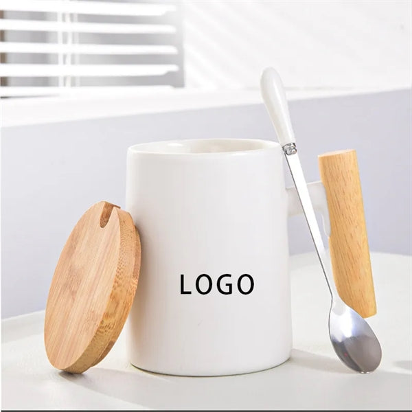 13.19 Oz. Ceramic Mug With Wooden Handle