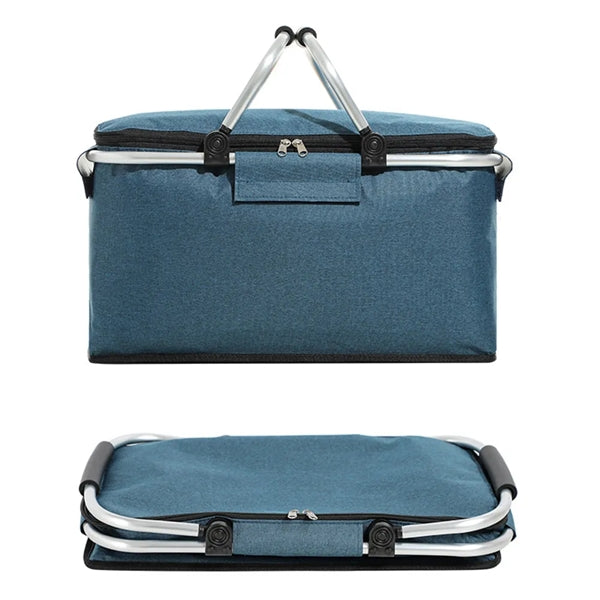Outdoor Portable Collapsible Insulated Picnic Basket W/ Hand