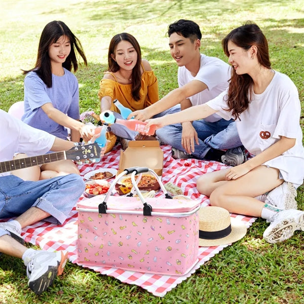 Outdoor Portable Collapsible Insulated Picnic Basket W/ Hand