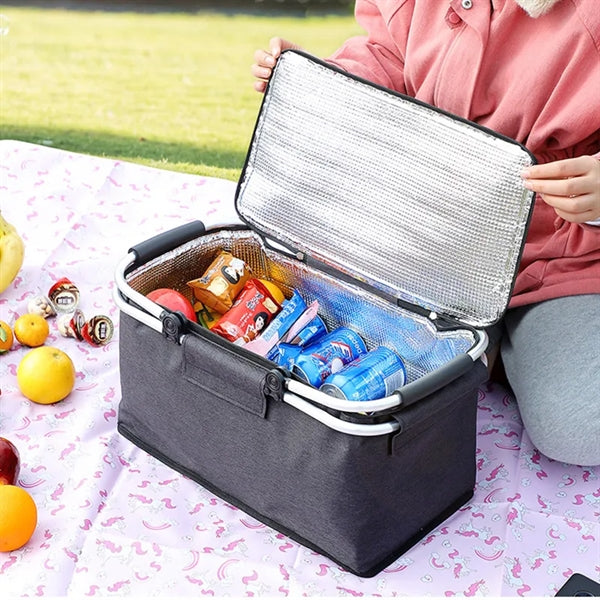 Outdoor Portable Collapsible Insulated Picnic Basket W/ Hand