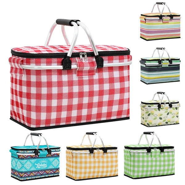 Outdoor Portable Collapsible Insulated Picnic Basket W/ Hand
