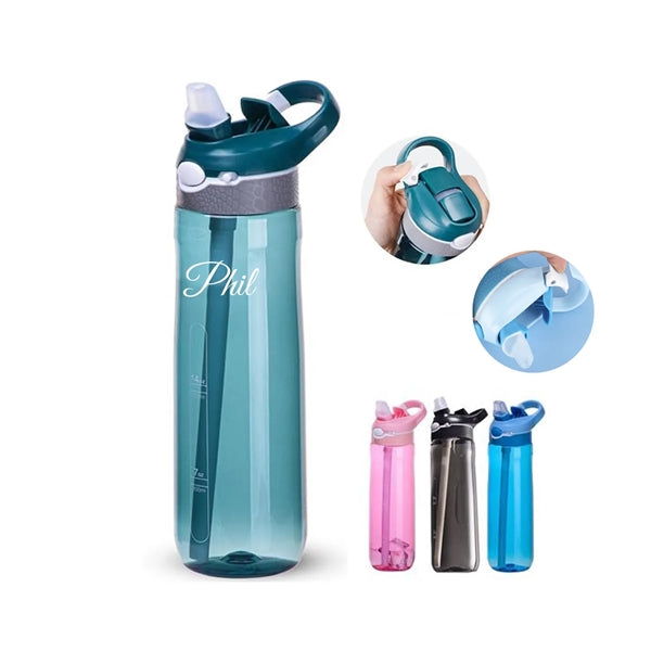 26 Oz. Bottle w/Flip Up Spout & Straw