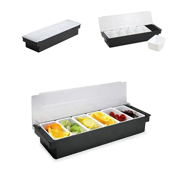 Bar Top Food Condiment Tray with Lid