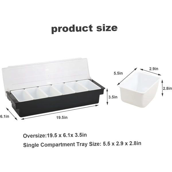 Bar Top Food Condiment Tray with Lid