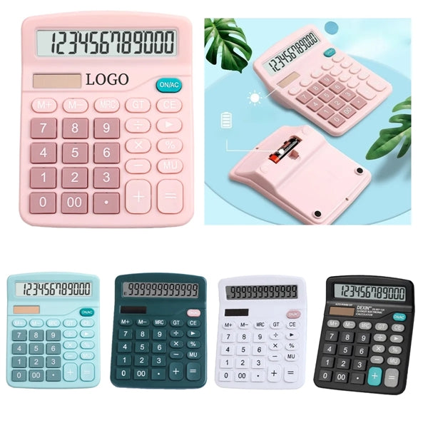 12 Digit Solar And Battery Dual Power Desktop Calculator