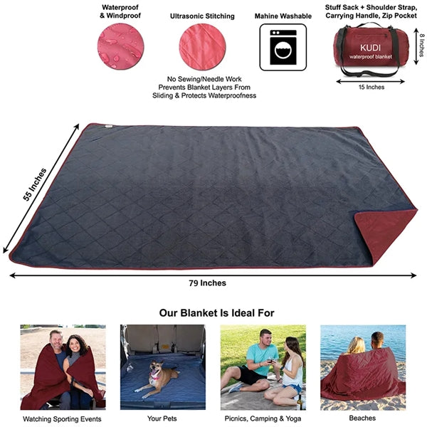 Waterproof Outdoors Fleece Stadium Blanket
